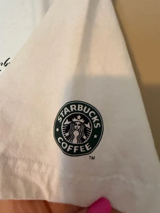 Starbucks Shanghai White Short Sleeve Tee with Script Chest Logo - Picture 3 of 4
